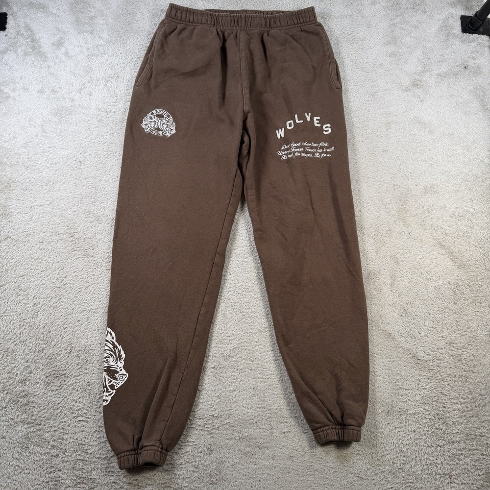 Darc Sport Wolves Joggers Mens Medium Brown Drawstring Gym Sweatpants